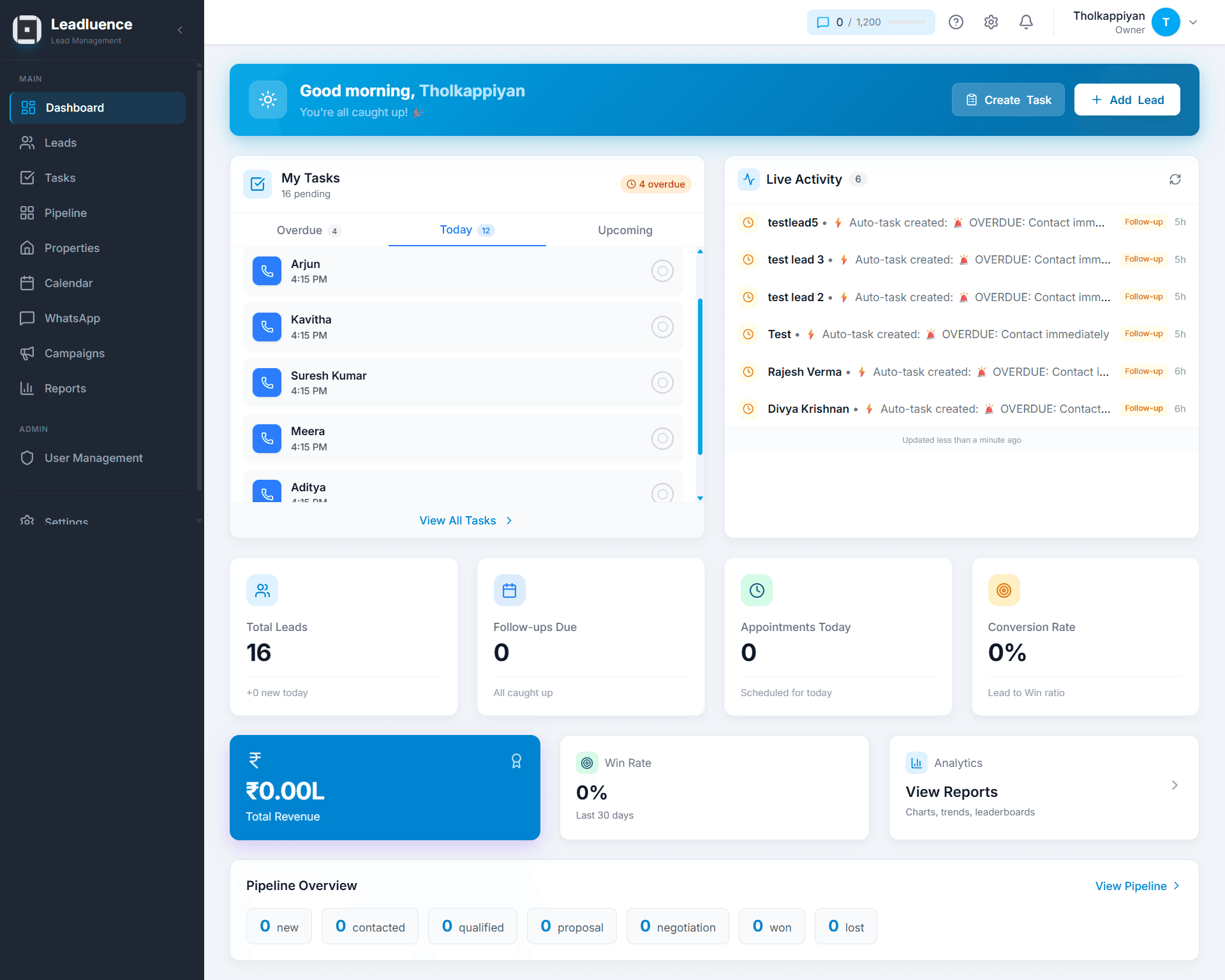 Leadluence Dashboard